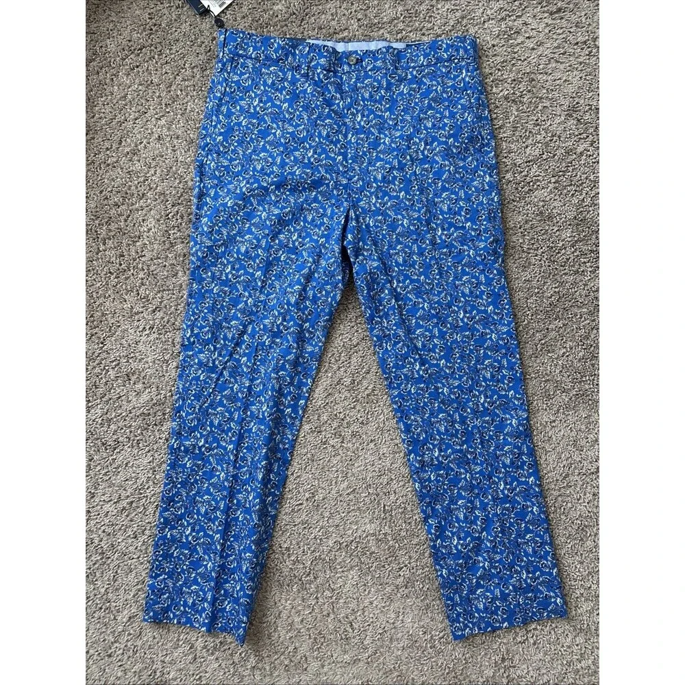 Polo Ralph Lauren Golf Pants Mens 36x30 Blue Floral Tailored Fit New Khakis Pant - Picture 1 of 6